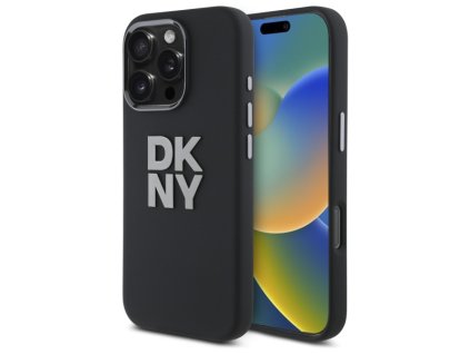 46776 dkny pevny silikonovy kryt na iphone 16 pro max s kovovym logom dkhcp16xsmcbsk cierny