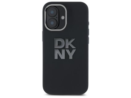 43857 dkny pevny silikonovy kryt na iphone 16 s kovovym logom dkhcp16ssmcbsk cierny