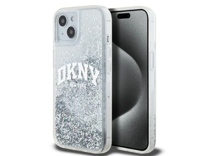 47001 dkny pevny trblietavy kryt na iphone 15 s velkym logom dkhcp15slbnaet biely
