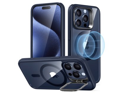 29650 esr classic hybrid halolock kickstand kryt pre iphone 15 pro transparentna dark modra