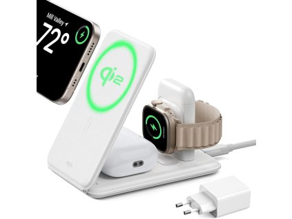 42204 esr premium 3v1 cestovna bezdrotova nabijacia sada 2c569a pre iphone mfi apple watch airpods qi2 15w biela