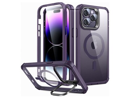37717 esr shock armor kickstand halolock ochranny obal so stojanom ochranna folia pre iphone 14 pro max priehladna fialova
