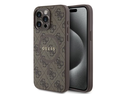 44040 guess 4g kolekcia kozeny kryt na iphone 15 pro max s magsafe guhmp15xg4gfrw hnedy