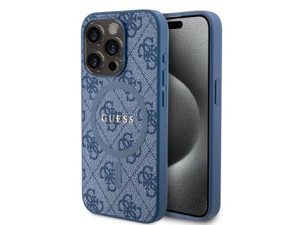 44058 guess 4g kolekcia kozeny kryt na iphone 15 pro s magsafe guhmp15lg4gfrb modry