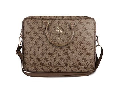 48525 guess computer bag 4g big logo gucb15g4gfbr taska na 15 notebook luxusna saffiano koza odnimatelny a nastavitelny popruh hneda