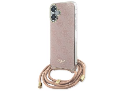 46707 guess crossbody puzdro s 4g potlacou a snurkou na iphone 16 guhcp16shc4sep ruzove