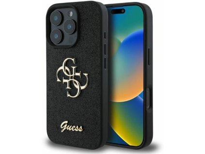 54954 guess glitter fixed big 4g guhcp16lhg4sgk leskly ochranny kryt s velkym 4g vzorom pre iphone 16 pro cierny