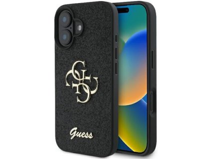 54957 guess glitter fixed big 4g guhcp16mhg4sgk leskly ochranny kryt s velkym 4g vzorom pre iphone 16 plus cierny