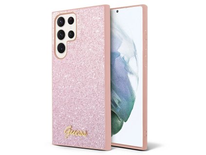 54942 guess glitter script guhcs24lhggshp trblietavy ochranny kryt so script logom pre samsung galaxy s24 ultra ruzovy
