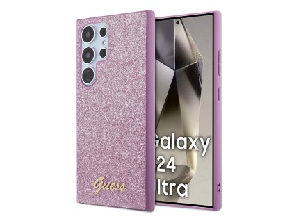 54909 guess glitter script guhcs24lhggshu trblietavy ochranny kryt so script logom pre samsung galaxy s24 ultra fialovy