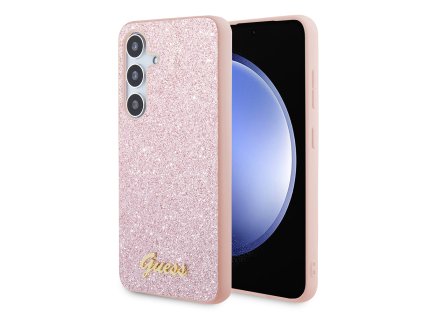 48039 guess glitter script guhcs24shggshp kryt na samsung galaxy s24 ruzovy