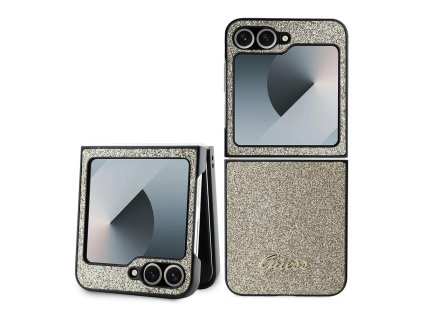 49068 guess glitter script guhczf6hggshd ochranny obal samsung galaxy z flip6 zlaty
