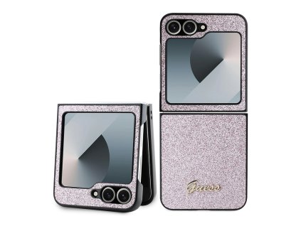 49071 guess glitter script guhczf6hggshp ochranny obal samsung galaxy z flip6 ruzovy