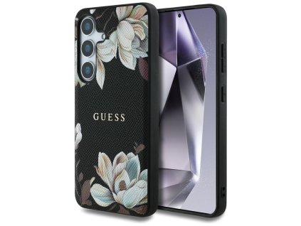 54717 guess grained flowers magsafe guhms25spgnmplmk kryt pre samsung galaxy s25 cierny