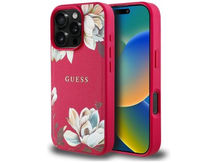 58593 guess grained flowers magsafe kryt pre iphone 16 pro max fuksiovy