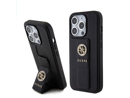 45273 guess grip stand 4g saffiano strass kryt na iphone 15 pro max guhcp15xpgssadk cierny