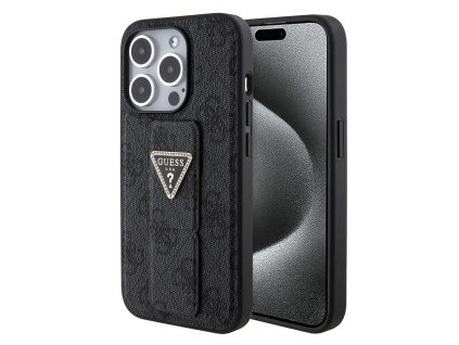 45300 guess grip stand 4g triangle strass kryt na iphone 15 pro max guhcp15xpgs4tdk cierny