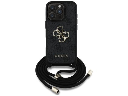 58554 guess hardcase 4g big logo kryt so snurkou pre iphone 16 pro max cierny