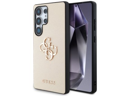 54663 7 guess hardcase 4g grained big and classic logo guhcs25lpgt4mbe kryt pre samsung galaxy s25 ultra bezovy