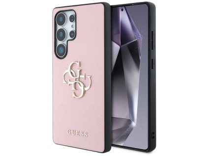 54666 guess hardcase 4g grained big and classic logo guhcs25lpgt4mbp kryt pre samsung galaxy s25 ultra ruzovy