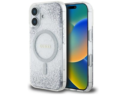 55062 guess hardcase resin gradient glitter magsafe guhmp16srgrges tvrde puzdro s prechodovym glitrovym efektom a magsafe pre iphone 16 strieborne