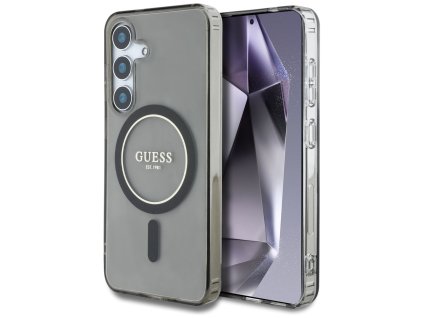 55527 guess iml glitter circle magsafe guhms25shfgerek ochranny kryt s trblietavym kruhovym motivom a magsafe pre samsung galaxy s25 cierny
