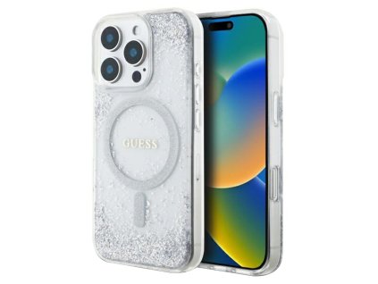 48882 6 guess iml glitter gradient magsafe guhmp16lrgrges kryt na iphone 16 pro strieborny prechodovy efekt