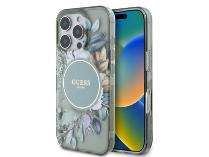44139 guess iml kvetinovy kryt s kruhom a magsafe na iphone 16 pro guhmp16lhfwbdcen zeleny