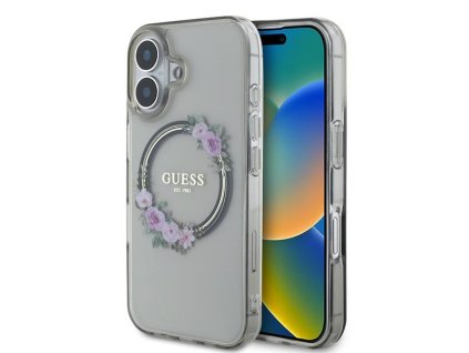 44253 guess iml kvetinovy kryt s vencekom a magsafe na iphone 16 guhmp16shfwfck cierny