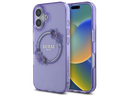 44247 guess iml kvetinovy kryt s vencekom a magsafe na iphone 16 guhmp16shfwfcu fialovy