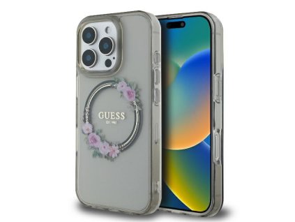 44301 guess iml kvetinovy kryt s vencekom a magsafe na iphone 16 pro guhmp16lhfwfck cierny