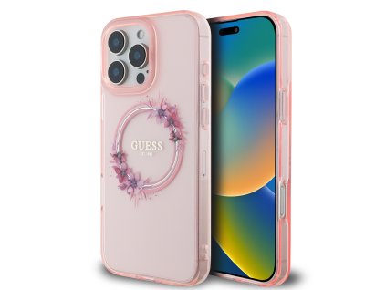 44298 guess iml kvetinovy kryt s vencekom a magsafe na iphone 16 pro guhmp16lhfwfcp ruzovy
