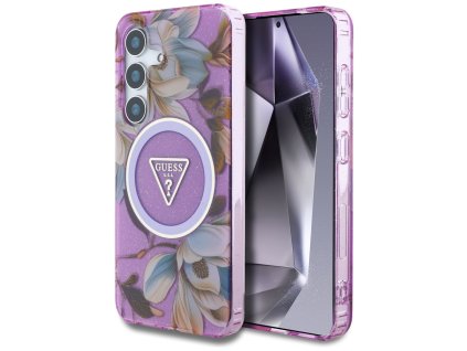 54786 guess iml metal glitter flowers triangle magsafe guhms25shflpedu kryt pre samsung galaxy s25 fialova