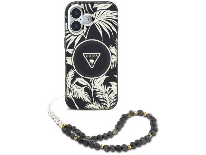 58512 guess iml palm trees triangle magsafe kryt s perlovou snurkou pre iphone 16 cierny