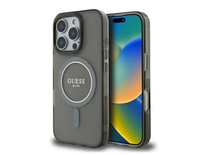 46752 guess iml trblietavy kruhovy kryt s magsafe na iphone 16 pro guhmp16lhfgerek cierny