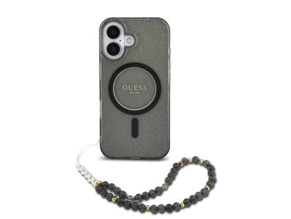 44289 guess iml trblietavy kryt s perlovou snurkou a magsafe na iphone 16 guhmp16shgcrelsk cierny