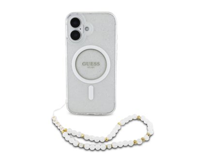 44268 guess iml trblietavy kryt s perlovou snurkou a magsafe na iphone 16 plus guhmp16mhgcrelst priehladny