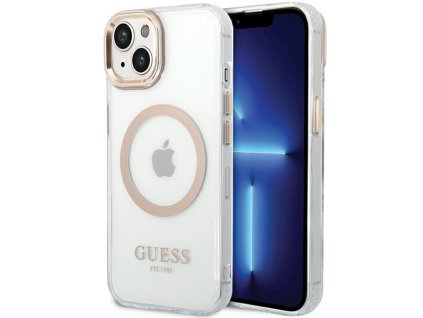 42894 5 guess kovovy kryt s obrysom a magsafe na iphone 15 plus guhmp15mhtrmd zlaty