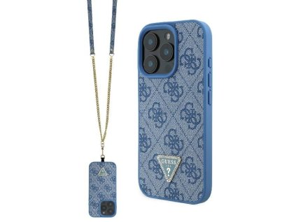 43197 guess kozeny crossbody kryt leather metal logo strass na iphone 16 pro max guhcp16xp4tdscpb modry
