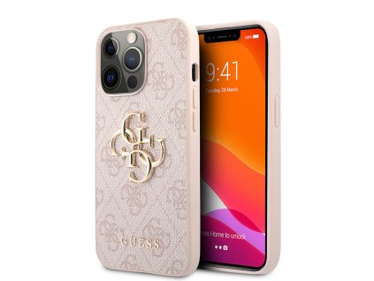 46677 guess kozeny kryt 4g s kovovym logom na iphone 13 pro guhcp13l4gmgpi ruzovy