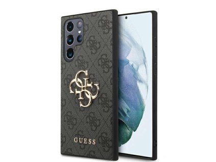 56415 guess leather 4g metal logo guhcs24l4gmggr kozeny ochranny kryt so 4g vzorom a kovovym logom pre samsung galaxy s24 ultra cierny