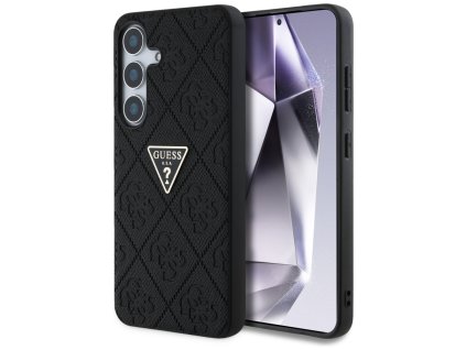 55038 1 guess leather grained hot stamp 4g triangle metal kozeny ochranny kryt pre samsung galaxy s25 cierny