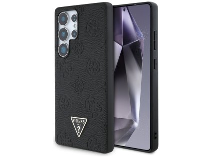 55524 guess peony grained hot stamp triangle logo magsafe guhms25lpgbtmk ochranny kryt s texturovanou upravou horucou razbou pivoniek trojuholnikovym logom a magsafe pre samsung galaxy s25 ultra cierny