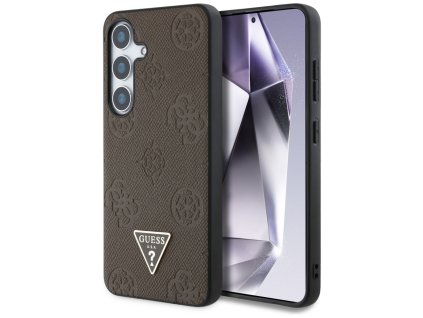 55050 1 guess peony grained hot stamp triangle logo magsafe guhms25spgbtmw ochranny kryt s texturovanou upravou horucou razbou pivoniek trojuholnikovym logom a magsafe pre samsung galaxy s25 hnedy