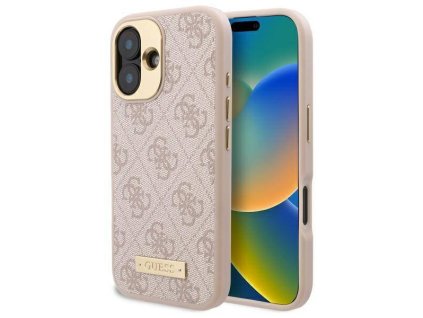 42927 guess pevny kryt 4g s logom a magsafe na iphone 16 plus guhmp16mu4gprp ruzovy
