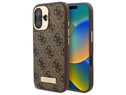 42924 guess pevny kryt 4g s logom a magsafe na iphone 16 plus guhmp16mu4gprw hnedy
