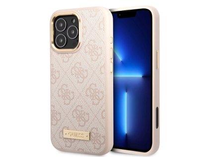 42939 guess pevny kryt 4g s logom a magsafe na iphone 16 pro guhmp16lu4gprp ruzovy