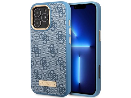 42897 guess pevny kryt 4g s logom a magsafe na iphone 16 pro max guhmp16xu4gprb modry