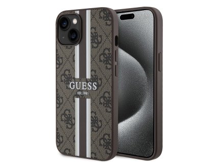 46521 guess pevny kryt 4g s potlacenymi pruhmi a magsafe na iphone 15 guhmp15sp4rpsw hnedy