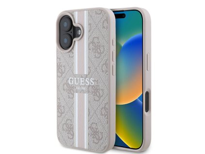 45420 guess pevny kryt 4g s potlacenymi pruhmi a magsafe na iphone 16 plus guhmp16mp4rpsp ruzovy